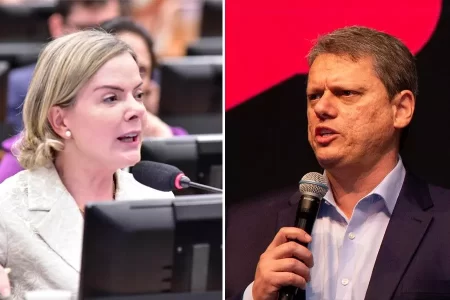 “TARCÍSIO RENOVOU SEU ALINHAMENTO E SUBMISSÃO AO INELEGÍVEL BOLSONARO”, CRITICA GLEISI